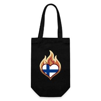 Flammenherz Finnland - Geschenkbeutel für Flaschen - Schwarz - Vorne