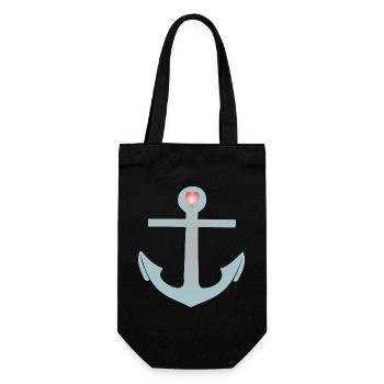 Anker Maritim Herz - Geschenkbeutel für Flaschen - Schwarz - Vorne