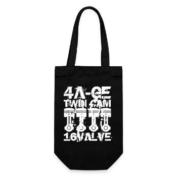 4A GE Twin Cam 16 Valve Motor. Der legendäre Motor - Geschenkbeutel für Flaschen - Schwarz - Vorne
