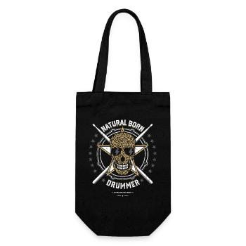 Natural Born Drummer Geschenk für Schlagzeuger - Geschenkbeutel für Flaschen - Schwarz - Vorne