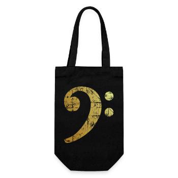 Bassschlüssel (Vintage Goldgelb) Bassisten Bass - Geschenkbeutel für Flaschen - Schwarz - Vorne