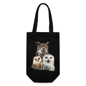 Eulen und Eule - Geschenkbeutel für Flaschen - Schwarz - Vorne