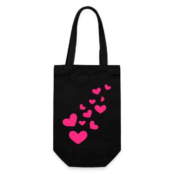 Petit coeurs coeur motif rose amour cadeau - Sac à bouteille - noir - Devant