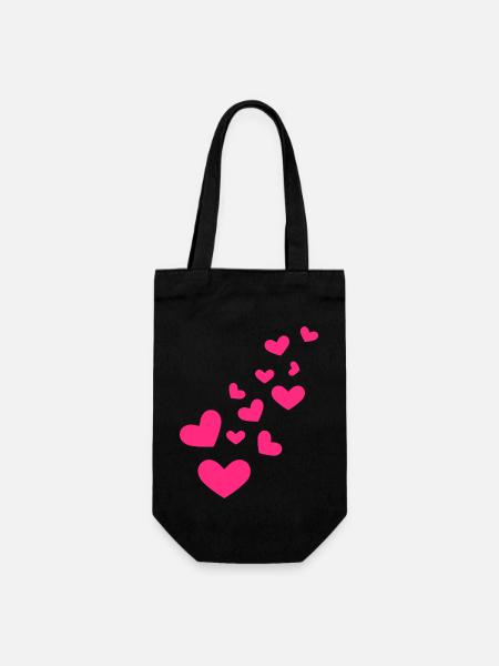 Herzchen Herz Muster Rosa Liebe Geschenk - Geschenkbeutel für Flaschen - Schwarz