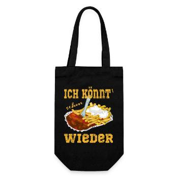 Currywurst Pommes in der Schale - Geschenkbeutel für Flaschen - Schwarz - Vorne