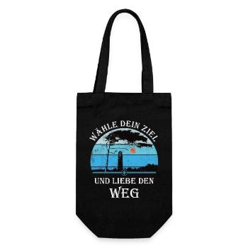 DarssCoast - Ostsee Leuchtturm Wandern Geschenk - Geschenkbeutel für Flaschen - Schwarz - Vorne