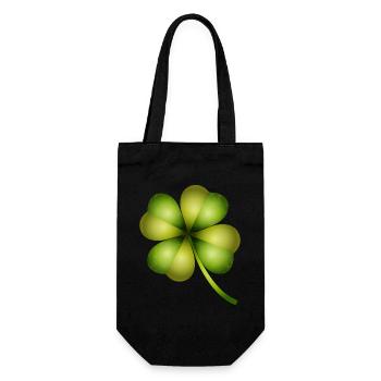four-leaf clover in bright green tones - Gift Bag for Bottles - black - Front