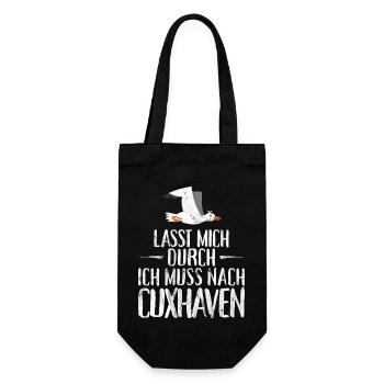 Lasst mich durch ich muss nach Cuxhaven Möwe - Geschenkbeutel für Flaschen - Schwarz - Vorne