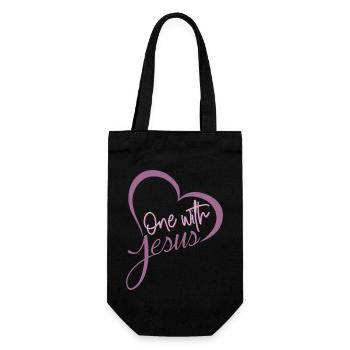 One With Jesus Christ Heart Bible Quote Shirts - Gift Bag for Bottles - black - Front