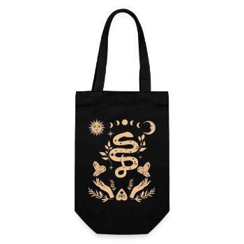 La main de la sorcière avec la silhouette du serpent et de la lune - Sac à bouteille - noir - Devant