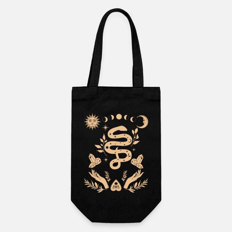 La main de la sorcière avec la silhouette du serpent et de la lune - Sac à bouteille - noir