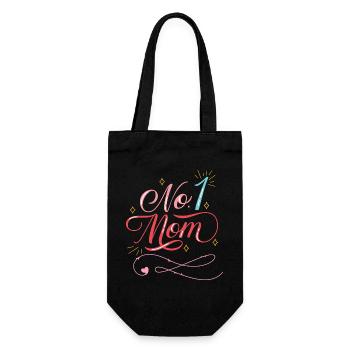 No 1 mom - Mother's Day - Birthday - Geschenkbeutel für Flaschen - Schwarz - Vorne