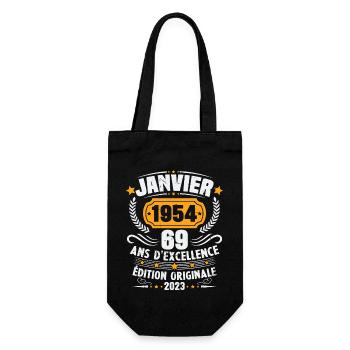 Cadeau D'anniversaire 69 Ans Janvier 1954 Vintage - Sac à bouteille - noir - Devant