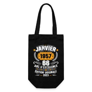 Cadeau D'anniversaire 66 Ans Janvier 1957 Vintage - Sac à bouteille - noir - Devant