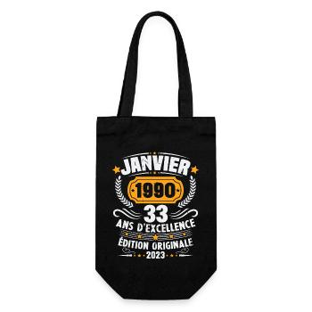 Cadeau D'anniversaire 33 Ans Janvier 1990 Vintage - Sac à bouteille - noir - Devant