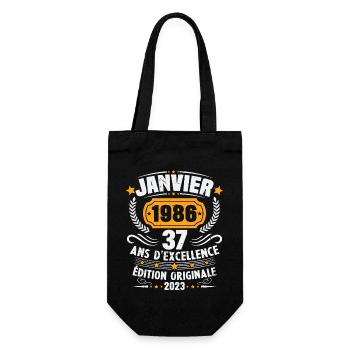 Cadeau D'anniversaire 37 Ans Janvier 1986 Vintage - Sac à bouteille - noir - Devant
