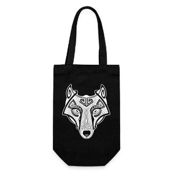 Viking Wolf weiß transparent - Geschenkbeutel für Flaschen - Schwarz - Vorne