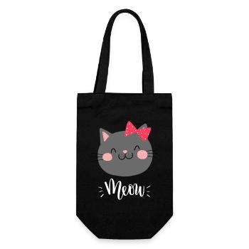 Mignon Kawaii drôle de chat disant miaulement - Sac à bouteille - noir - Devant