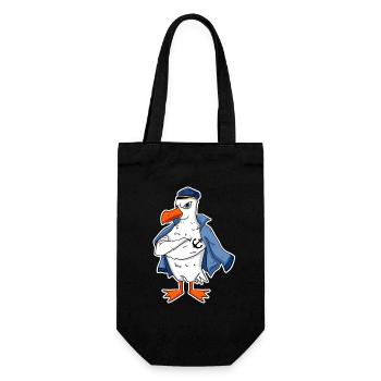 Muskelöse Seemöwe mit Anker Tattoo Möwe Geschenk - Geschenkbeutel für Flaschen - Schwarz - Vorne