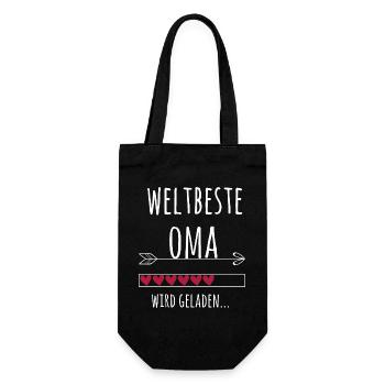 Weltbeste Oma Ankündigung Schwangerschaft Geschenk - Geschenkbeutel für Flaschen - Schwarz - Vorne
