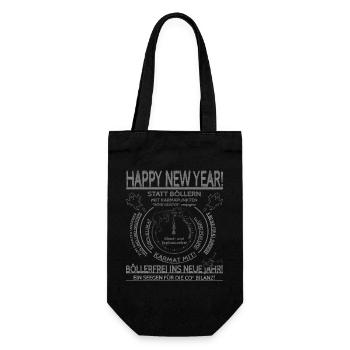 Happy New Year Hund Katze Maus SabineVegan HerzAuf - Geschenkbeutel für Flaschen - Schwarz - Vorne