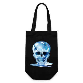 extravaganter schmelzender Totenkopf in Eis Farben - Geschenkbeutel für Flaschen - Schwarz - Vorne