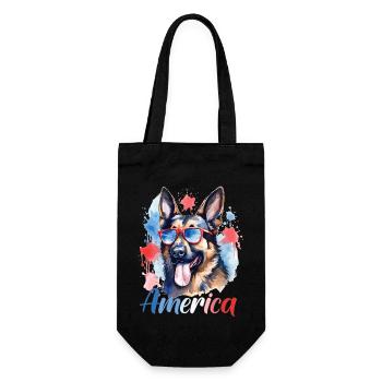 America Dog 4th of July Independence Day Freedom - Gift Bag for Bottles - black - Front