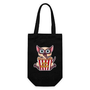 Popcorn Kino Katze Filme Film Filmabend - Geschenkbeutel für Flaschen - Schwarz - Vorne