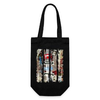 Newspaper Clips Scrapbook Magazines Alphabet Code - Gift Bag for Bottles - black - Front