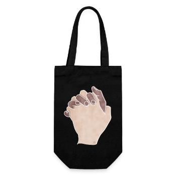 "Together Forever", Boho Line Art Design, „Hands“ - Geschenkbeutel für Flaschen - Schwarz - Vorne