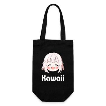 Niedliches Lächeln Anime Emoji Kawaii - Anime Shirt - Geschenkbeutel für Flaschen - Schwarz - Vorne