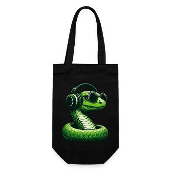 Serpent avec lunettes de soleil et écouteurs - Sac à bouteille - noir - Devant
