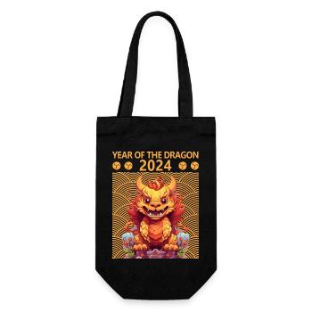 Year Of The Dragon Happy Chinese New Year 2024 - Geschenkbeutel für Flaschen - Schwarz - Vorne
