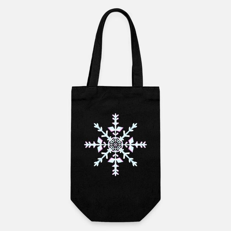 Ice Crystal / Snowflake - Gift Bag for Bottles - black