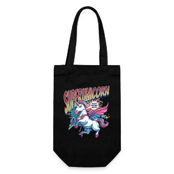 Einhorn Superheld Superkräfte Übernatürlich Comic - Geschenkbeutel für Flaschen - Schwarz - Vorne