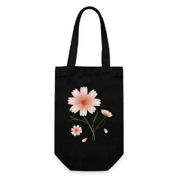 schöne Cosmea Blume rosa Blüten Illustration - Geschenkbeutel für Flaschen - Schwarz - Vorne