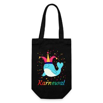 Karnewal Kölner Karneval Konfetti Wal Narrenkappe - Geschenkbeutel für Flaschen - Schwarz - Vorne