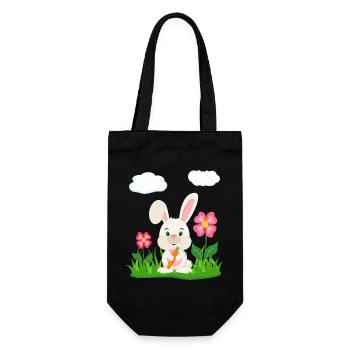 Lapin mignon avec lapin de carotte lapin lapin lapin de Pâques - Sac à bouteille - noir - Devant
