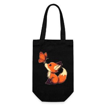 Renard avec papillon - Sac à bouteille - noir - Devant