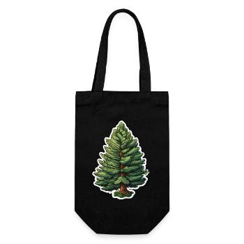 Tanne einzelner Baum - Geschenkbeutel für Flaschen - Schwarz - Vorne