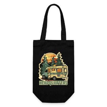 Waldcamper im Sonnenuntergang Campingfreund - Geschenkbeutel für Flaschen - Schwarz - Vorne