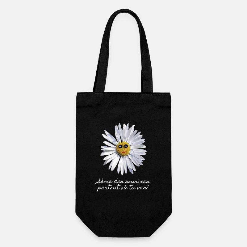 Lächelndes Gänseblümchen - Geschenkbeutel für Flaschen - Schwarz