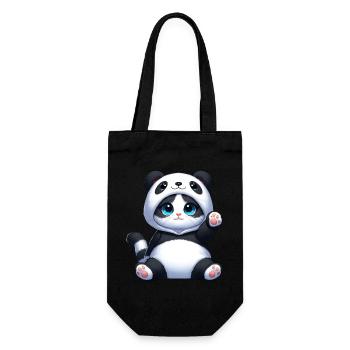 Cat in Panda Costume - Gift Bag for Bottles - black - Front