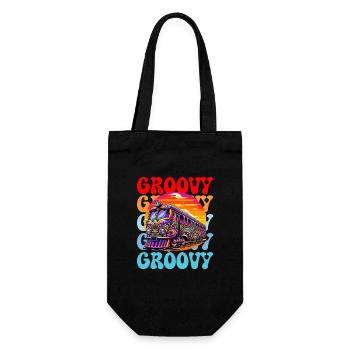 Groovy Psychedelischer Bus - Geschenkbeutel für Flaschen - Schwarz - Vorne