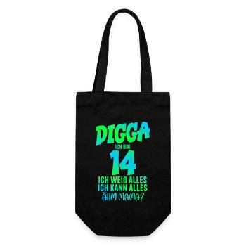 14th Birthday Digga I'm 14 I Can Do Everything - Gift Bag for Bottles - black - Front