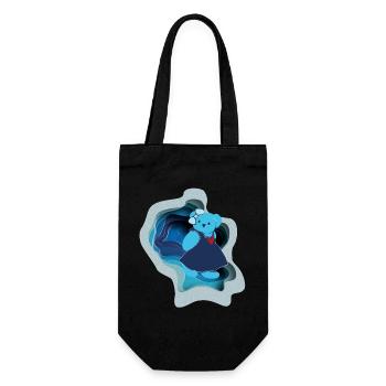 Blue bear with heart motif in paper design - Gift Bag for Bottles - black - Front