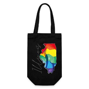 Illinois (United States) | Real Flag | LGBTQIA+ Script - Gift Bag for Bottles - black - Front