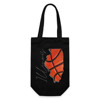 Illinois (USA) | echte Basketball | Landkarte Sct - Geschenkbeutel für Flaschen - Schwarz - Vorne