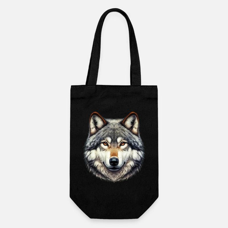Wolf - Geschenkbeutel für Flaschen - Schwarz