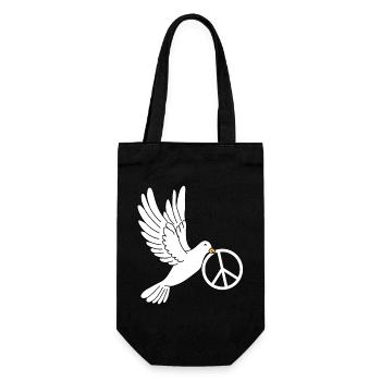 Colombe de la paix avec signe de paix - Sac à bouteille - noir - Devant